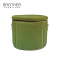 Laundry brown and green fabric covered storage bar stool ottoman